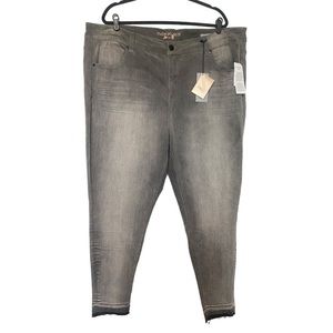 Melissa McCarthy Seven7 Pencil Jean Skinny Leg Chrome Gray Distressed Sz 26W